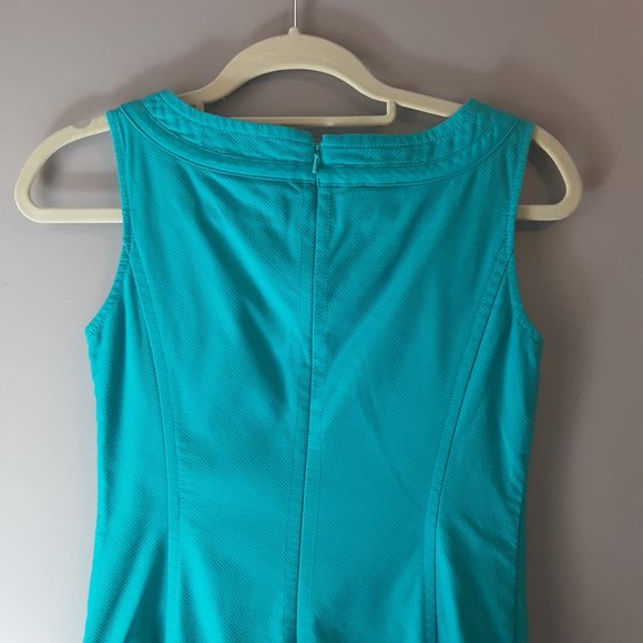 Talbot's Turquoise Blue Cotton Stretch Sleeveless Shift Dress | Size 2P - Picture 9 of 13